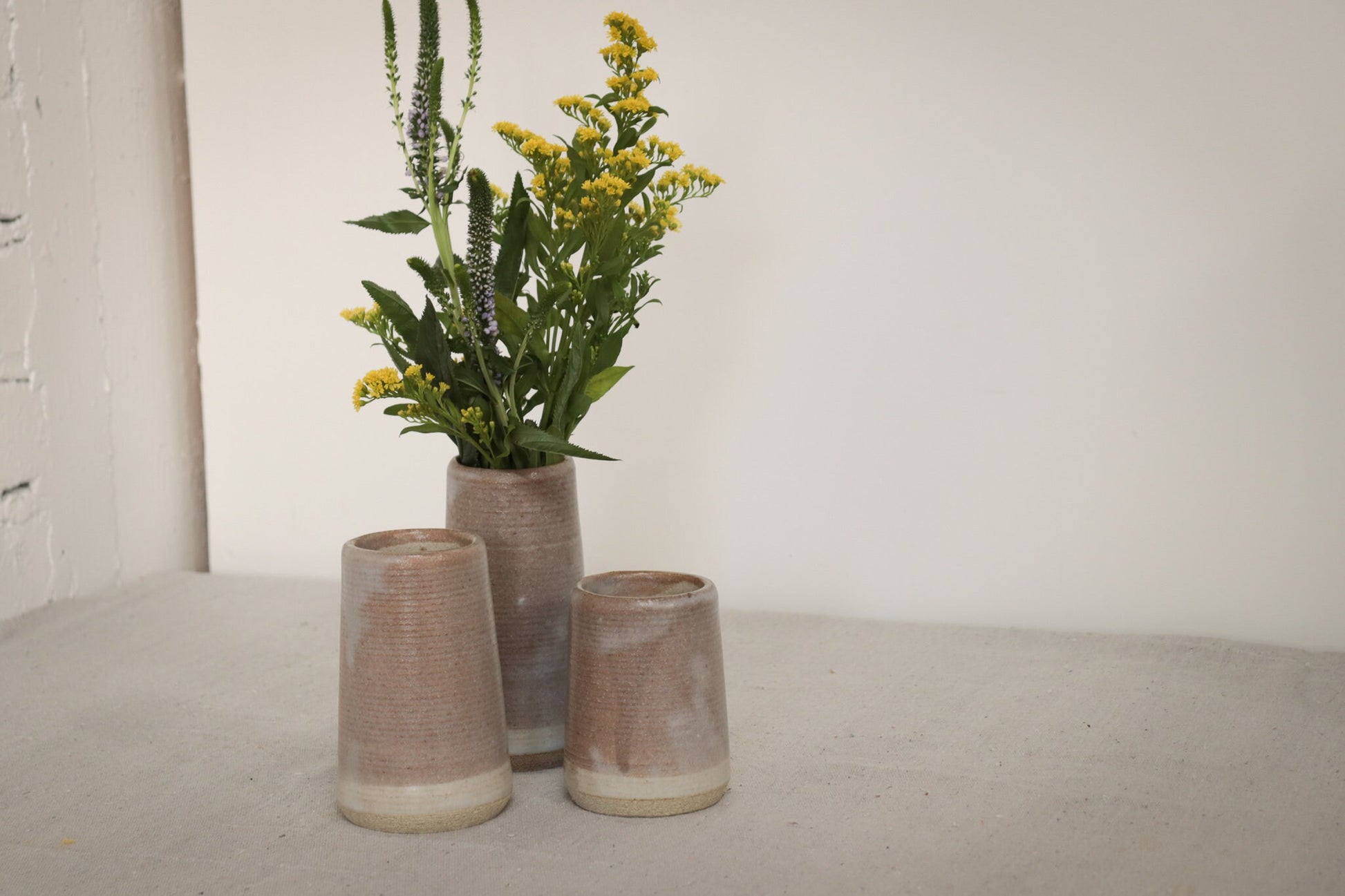 flower vase, ceramic flower vase, three piece flower vase, center piece. home decor,